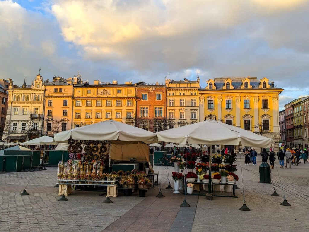 Krakau, Rynek Główny, Häuser, Marktstände